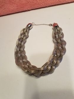 Silver entwined rope choker