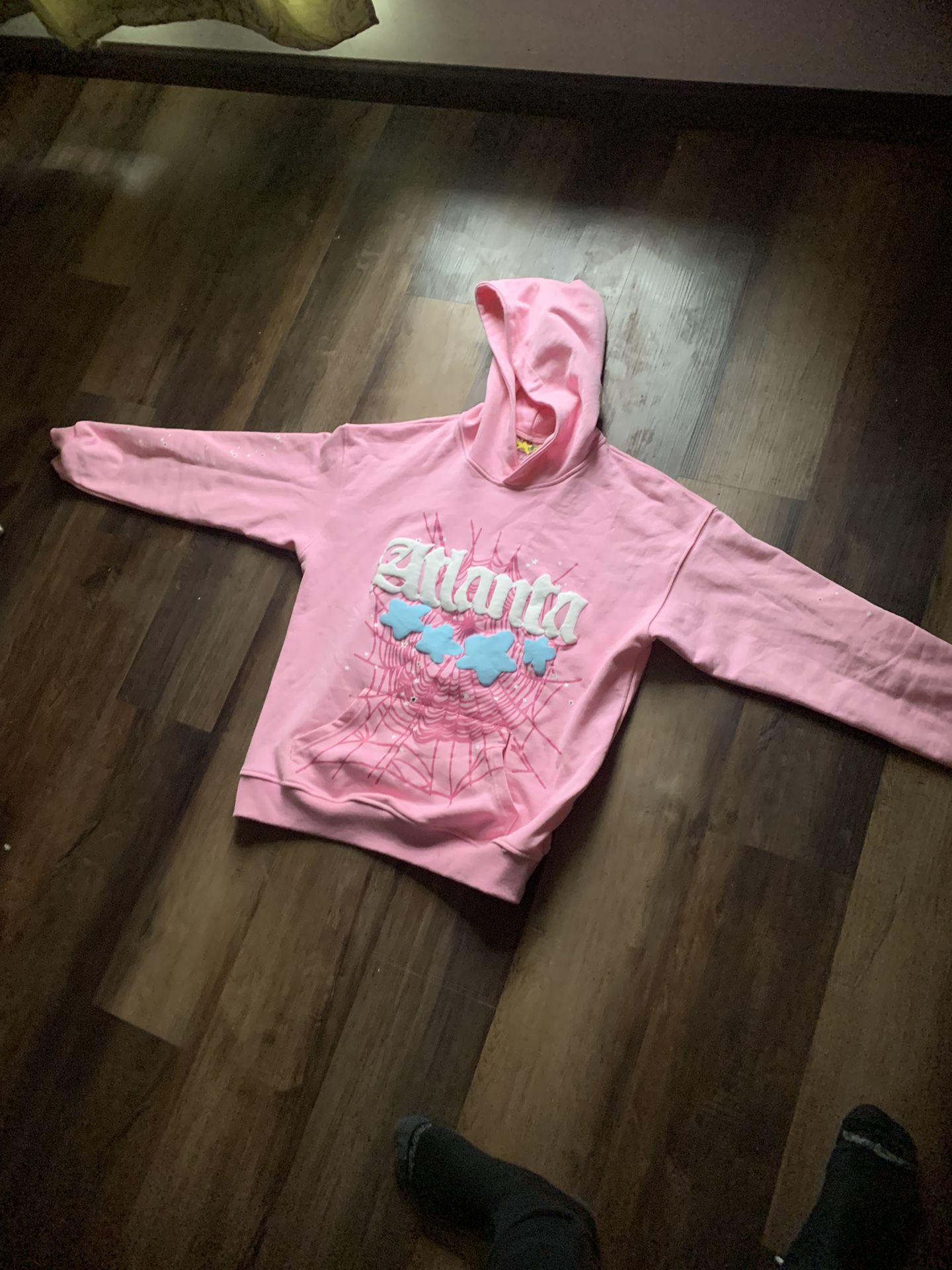 pink sp5der hoodie atlanta