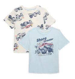 New 365 Kids by Garanimals Boys Mix and Match Multipack Graphic Tees. 2-Piece, Size: 7-  Comfortable