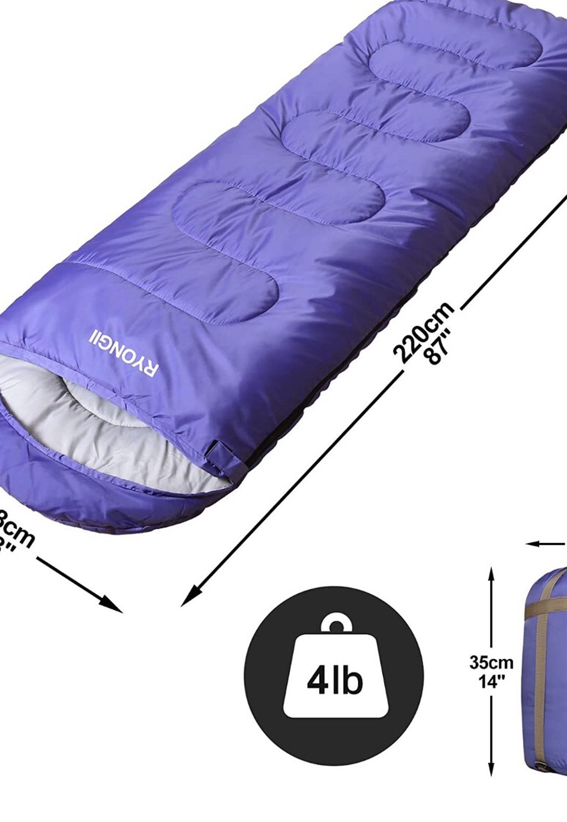 RYONGII Cool Weather Sleeping Bag for Adults Teens Kids - 4 Seasons Portable Lightweight Waterproof Youth for Indoor & Outdoor, Camping and Backpackin