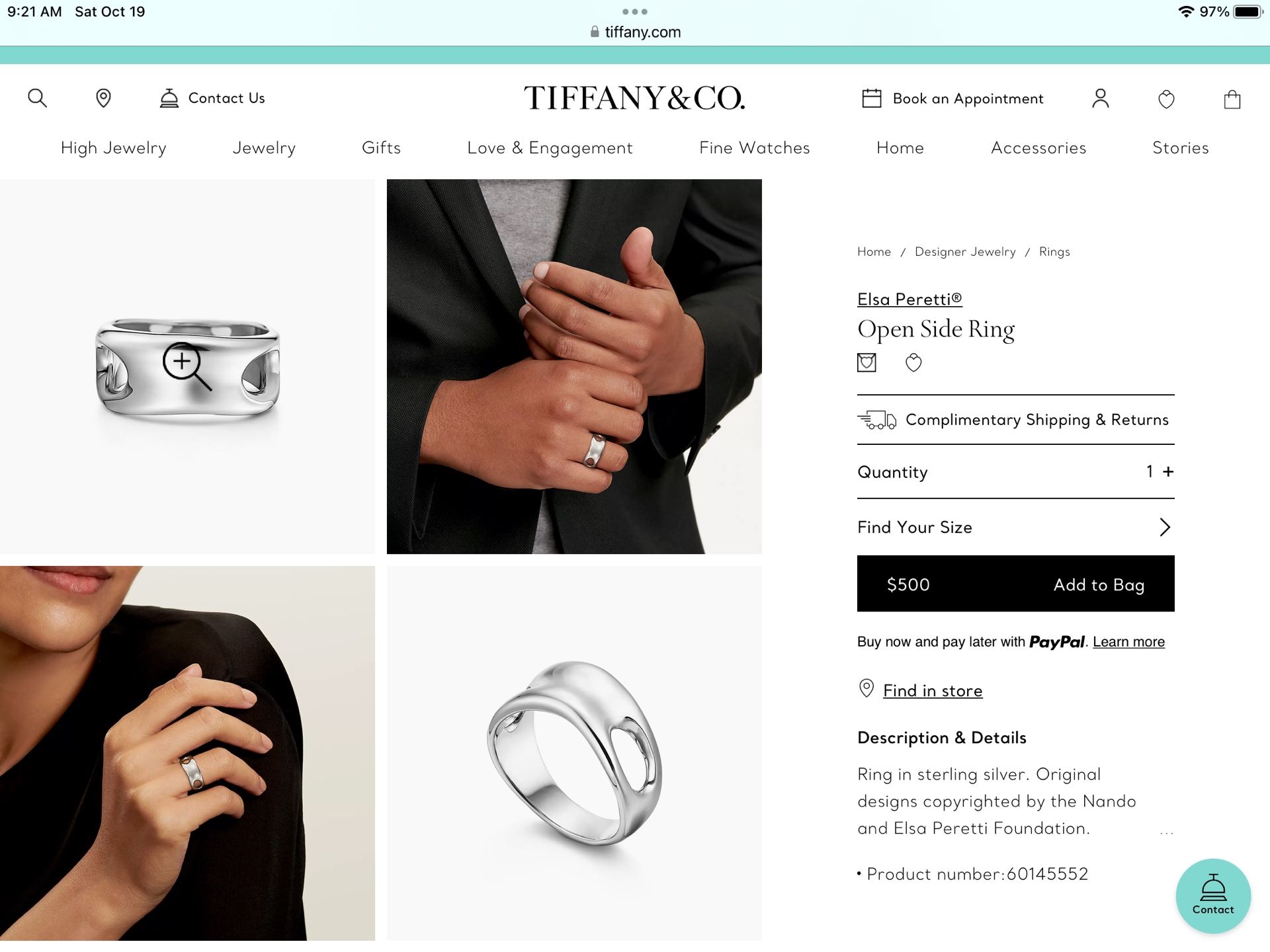 Tiffany sterling silver ring