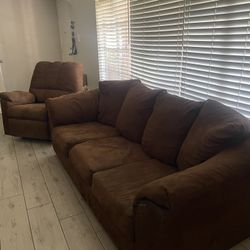 Brown Sofa and Recliner Set 