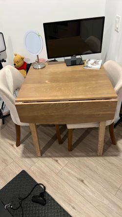 Wood Drop-Leaf Dining Table