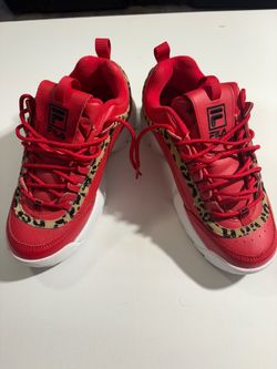 FILA Disruptor 2 Leopard Red Women's Sneaker Size 8 Excellent Used (S1)