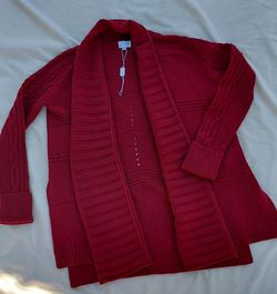 TSE Red Open-Front Knit Cardigan