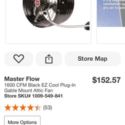 Master Flow 1600 CFM Black EZ Cool Plug-In Gable Mount Attic Fan