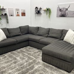 Living Spaced Grey Sectional Couch - Free Delivery 