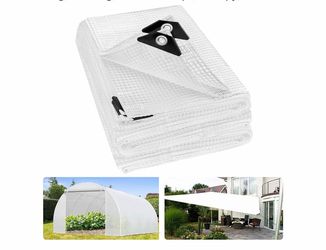 ANGAR 16 Mil Heavy Duty Clear Greenhouse Tarp, 16x20FT Waterproof Clear Tarps with Grommets, UV Resistant Greenhouse Replacement Poly Cover, for Garde