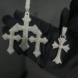 Iced Out Chrome Hearts Custom Pendants - VVS PASSES DIAMOND TESTER - Custom Pieces Available