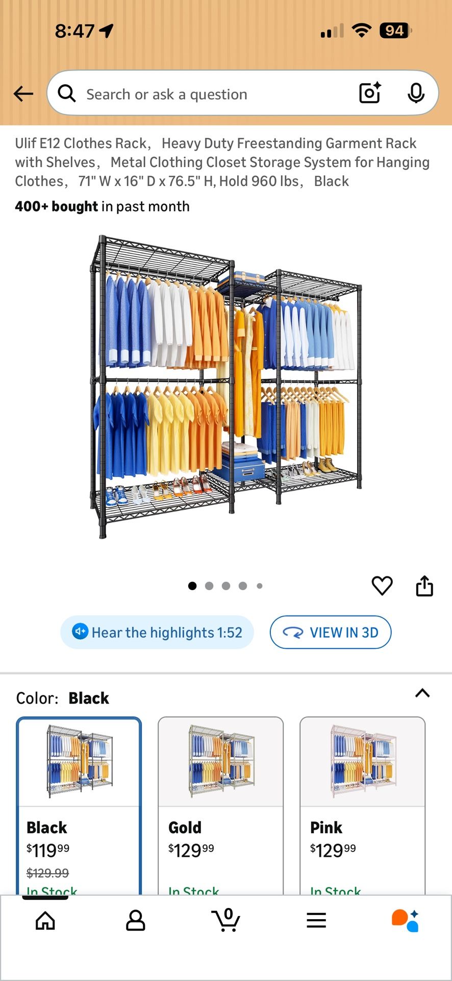 Heavy Duty Freestanding Garment Rack with Shelves