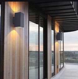 Set of 2 Modern LED Outdoor Wall Sconce – Up & Down Waterproof Light