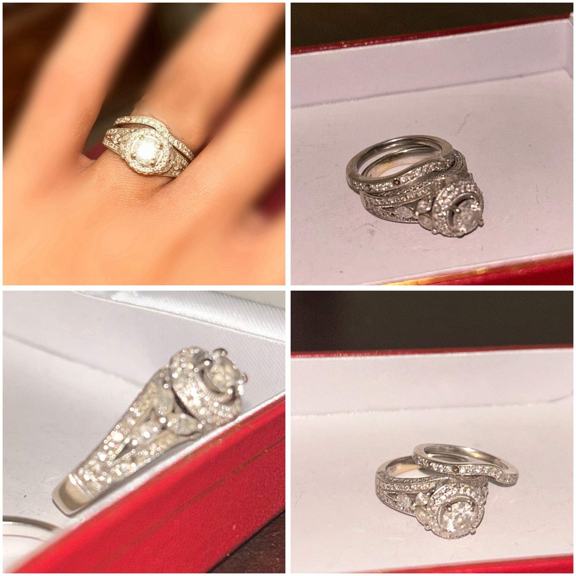 💍✨ Elegant 18K White Gold Diamond Bridal Set ✨💍