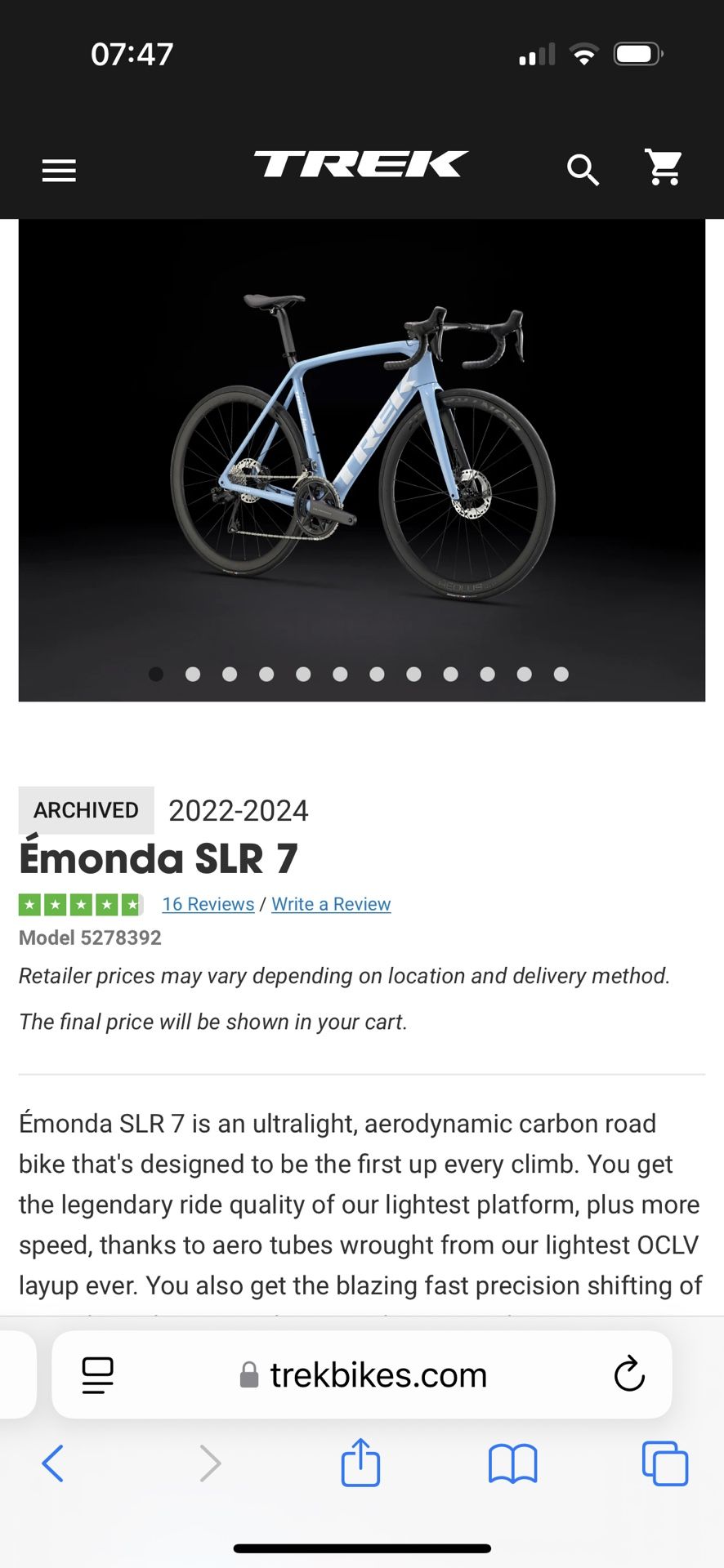 2024 Trek Emonda SLR7 Di2 Ultegra