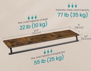 SONGMICS Clothes Rack with Top Shelf Wall Mounted