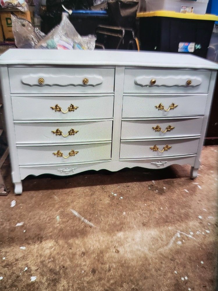 Solid Wood 6 Drawer Pale Blue Dresser