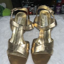 Steve Madden Gold Platform Heels
