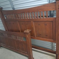 Shaker Style Mission Oak Queen Size Bed Frame