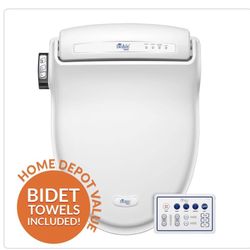 BIO BIDET BB-1000 Supreme Electric Bidet Seat for Elongated Toilets in White with Drylette Towels