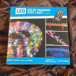 LED COLOR CHANGING ROPE LIGHT WITH REMOTE 18’ LENGTH Can Connect Up To 5 Sets