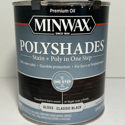 Minwax PolyShades • Gloss Classic Black • Oil-Based Finish 1 qt (32oz)