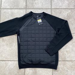 NEW Mens Nike NSW tech pack quilted crewneck sweater triple black Small