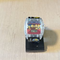 The Simpsons Vintage 2002 Clear/Blk Watch Tested Good w/Brand New Batteries Read