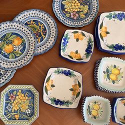 Authentic Caltagirone Italy Hand Painted Maiolica Dinnerware Set – 30 Pieces