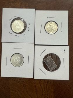 Silver Coins and Bar Lot of 4
