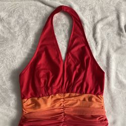 Orange Red Halter Top