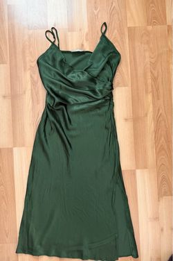 Green Satin Slip Midi Dress