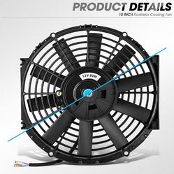 LA Zona Auto Parts Two 10 Inch High Performace Electric Cooling Slim Radiator Fan with Mount Kit Avanico para Radiador 