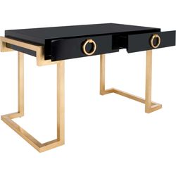 A Maia Black & Gold Desk – 2 Drawers – Glam Office Desk