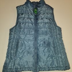 Women's Dark Blue Dip Puffer Vest Coat Jacket Size Medium