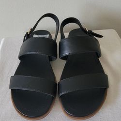 Aerosole Women's Black Flat Sandals, Size 6W