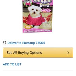 Retail OVER $21 w/TAX & S&H: NEW SNUGGIE WINTER FLEECE WEAR FOR MEDIUM SIZE DOG - NEVER USED! NWOT-