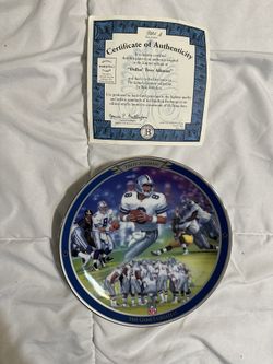 Troy Aikman Collectors Plate With Certificate