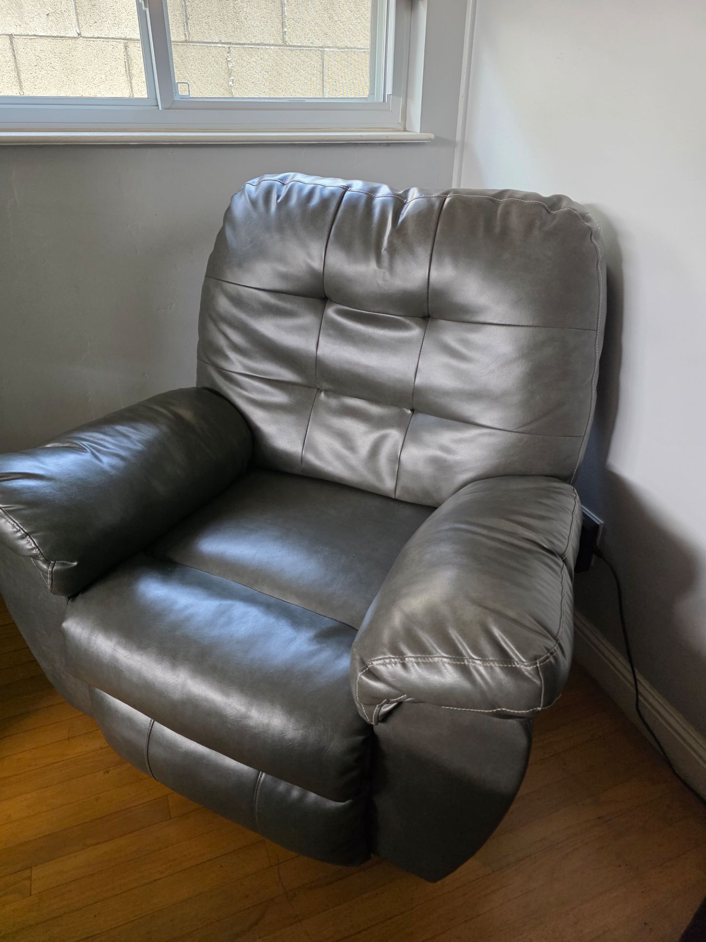Gray Leather Recliner
