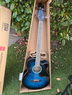 Acoustic-Electric Bass Guitar Blue Burst