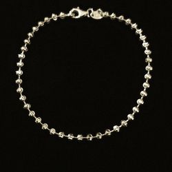 7.25" x 4mm CHARLES GARNIER of Paris Gold Washed Solid Sterling Silver Faceted Bead Chain Bracelet. Peru, NWOT