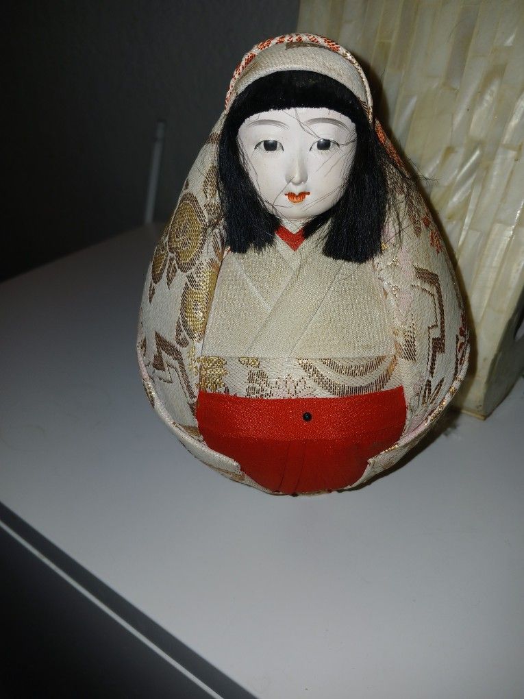 Vintage Japanese Fabric Porcelain Face Doll