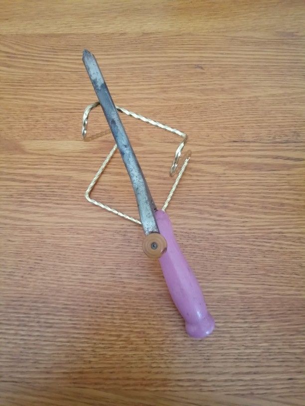 Vintage Hair Curling Iron with Pink Wooden Handle