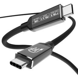 USB4 for Thunderbolt 5 Cable 10Ft [120Gbps Bandwidth Boost], USB4 2.0 80G 240W PD3.1 Charging, Supports 16K or Dual 8K Display, Compatible with M4 Mac