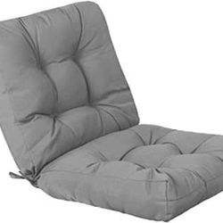 QILLOWAY Outdoor Seat/Back Chair Cushion Tufted Pillow, Spring/Summer Seasonal All Weather Replacement Cushions. (Grey)