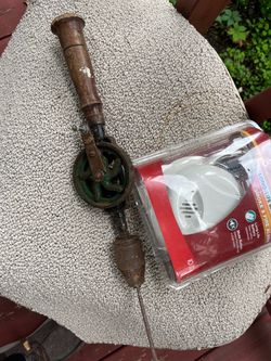 Antique Hand Drill with Wooden Handle