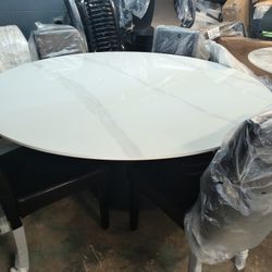 Marble Round Dining Set 