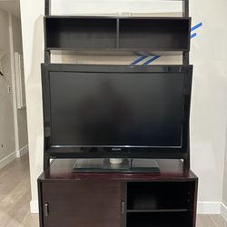 Crate & Barrel Tall TV Stand / Media Cabinet – Storage Shelves – 76” High