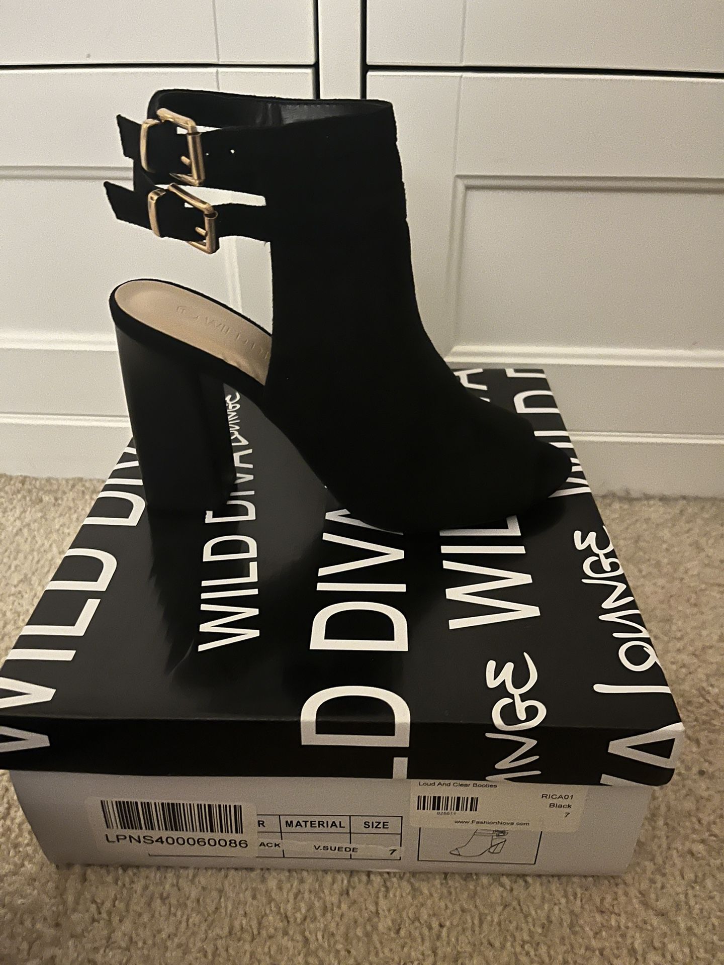 Black Heel Ankle Boots - Black - Size 7