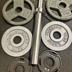 Full Set of Olympic Plates with Brand NEW 7 ft Steel Barbell with Cooper Bearings [ Plates from 45s to 2.5s] Brute: 287 #