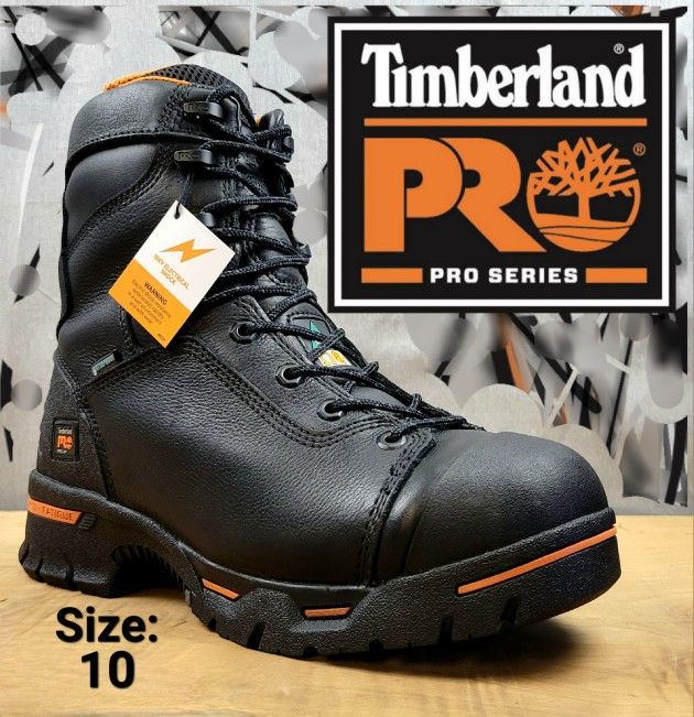 New TIMBERLAND PRO Men's Endurance 8" Puncture Resistant Steel Toe Work Boots Botas Size: 10