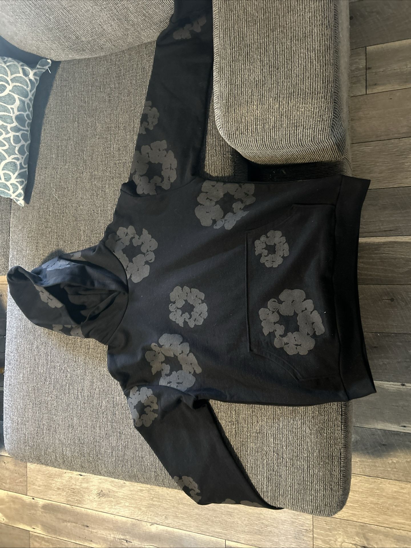 Denim Tears Black Cotton Wreath Hoodie Monochrome, Size M